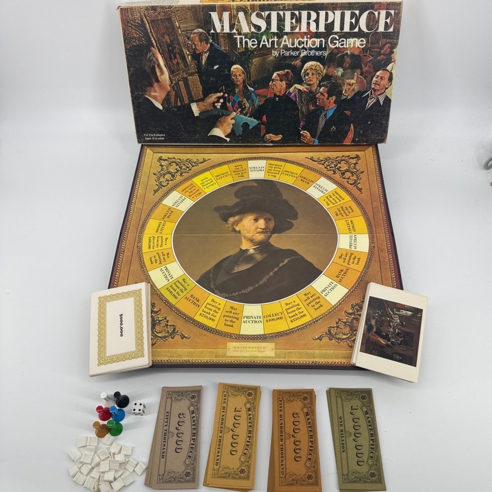 Masterpiece Art Auction Game 1970 Vintage Strategy Board Game Parker Brothers